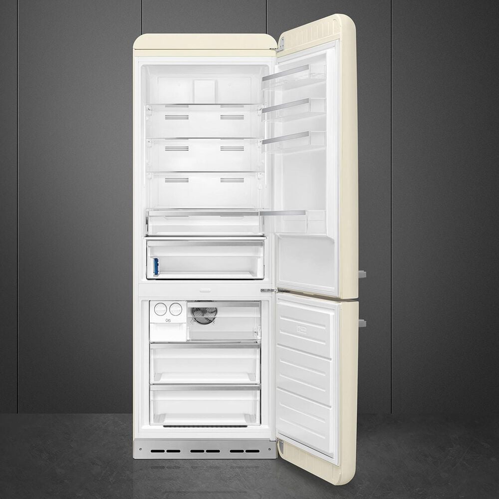 SMEG 18.01 Cu. Ft. Retro Bottom Freeze Refrigerator with Left Hinge in Cream, , large