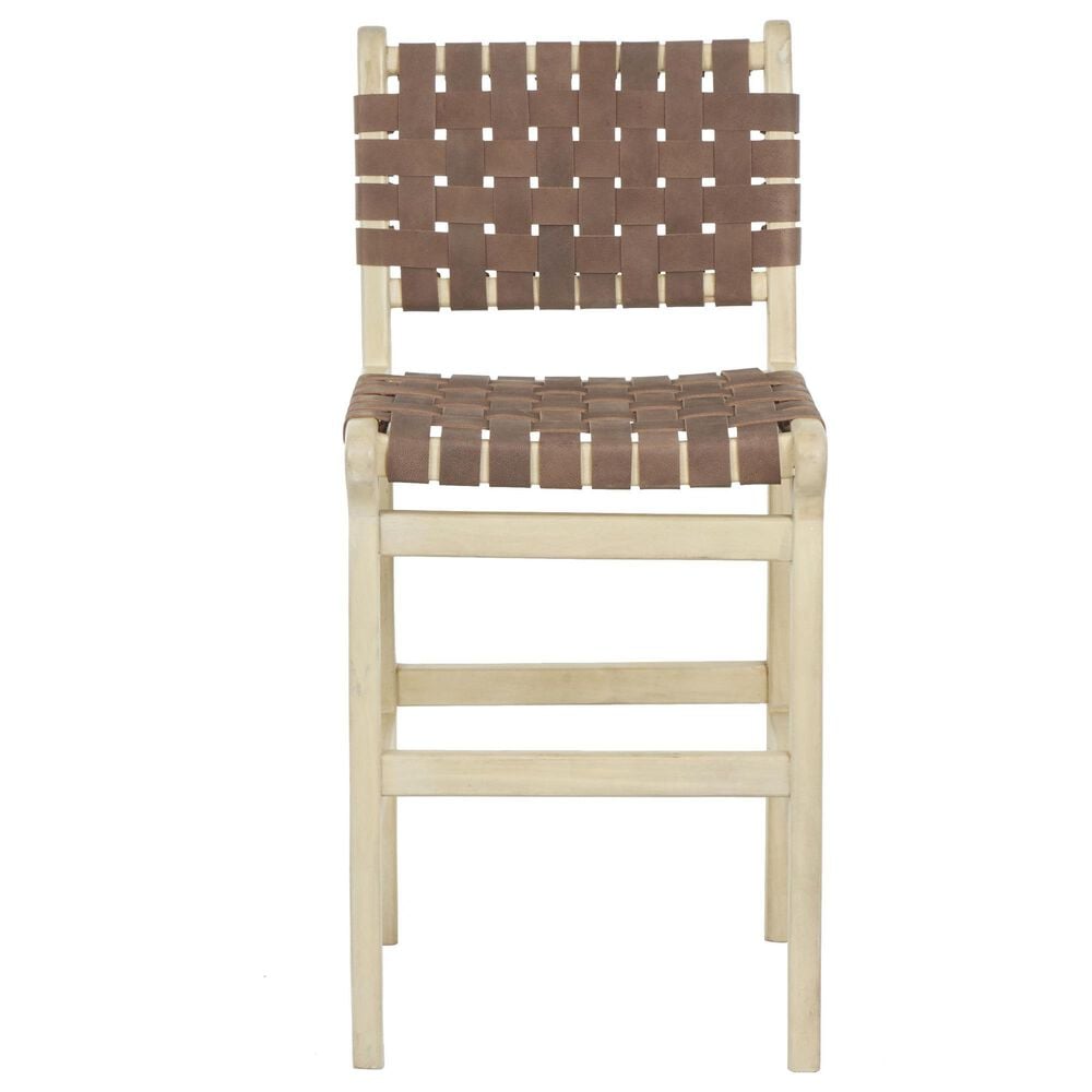 Maple and Jade Handmade Woven Kitchen Bar Stool with Brown Cushion in Light Brown, , large