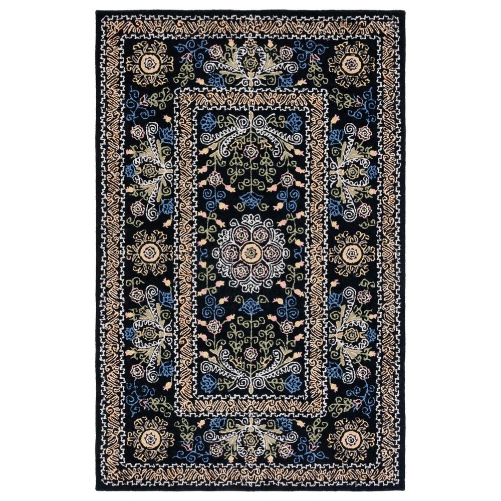 Safavieh Micro-Loop 5" x 8" Black and Green Area Rug, , large