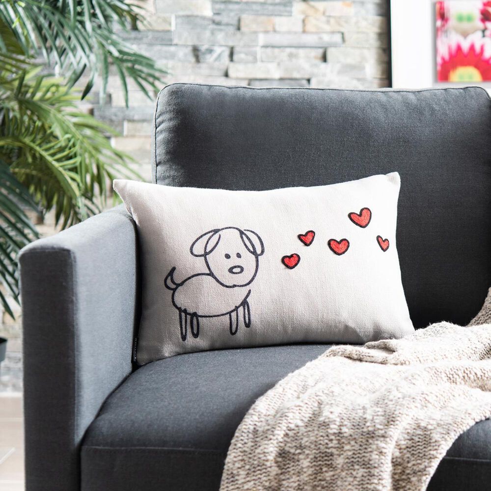 Safavieh Puppy Love Pillow in Cream/Red, , large