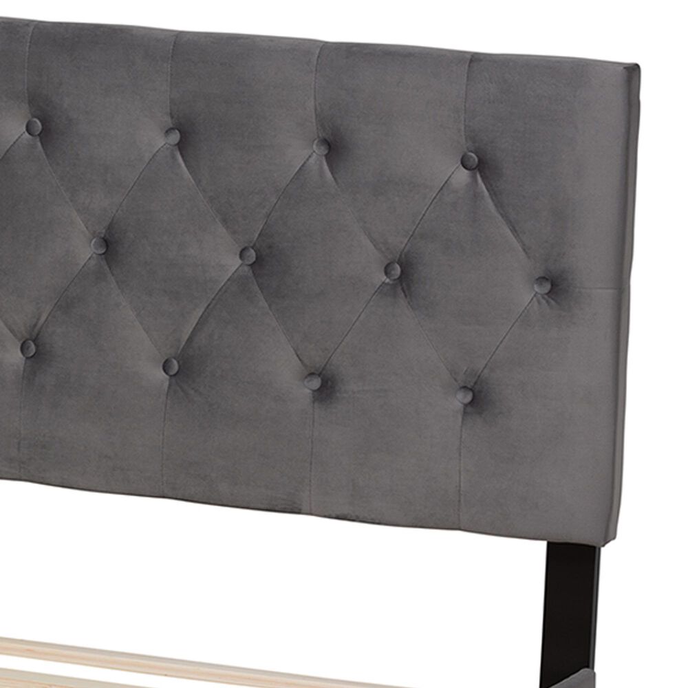 Baxton Studio Caronia Queen Upholstered Storage Bed in Grey, , large
