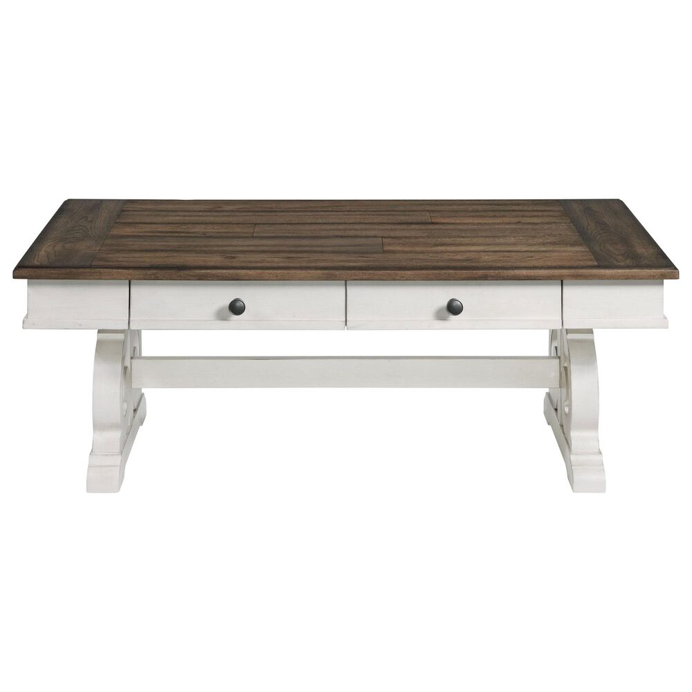Hawthorne Furniture Drake Coffee Table in Rustic White and French Oak, , large