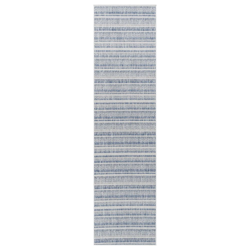 Surya Eagean EAG-2407 Navy, Blue, Pale Blue, Oatmeal, Gray, Off-White and Taupe 2"7" x 12" Indoor/Outdoor Runner, , large