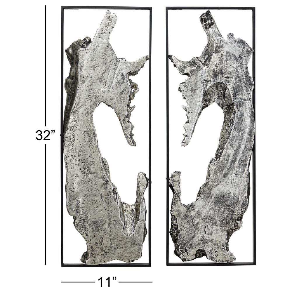 Maple and Jade 32&quot; x 11&quot; Abstract Art Wall Decor in Silver &#40;Set of 2&#41;, , large