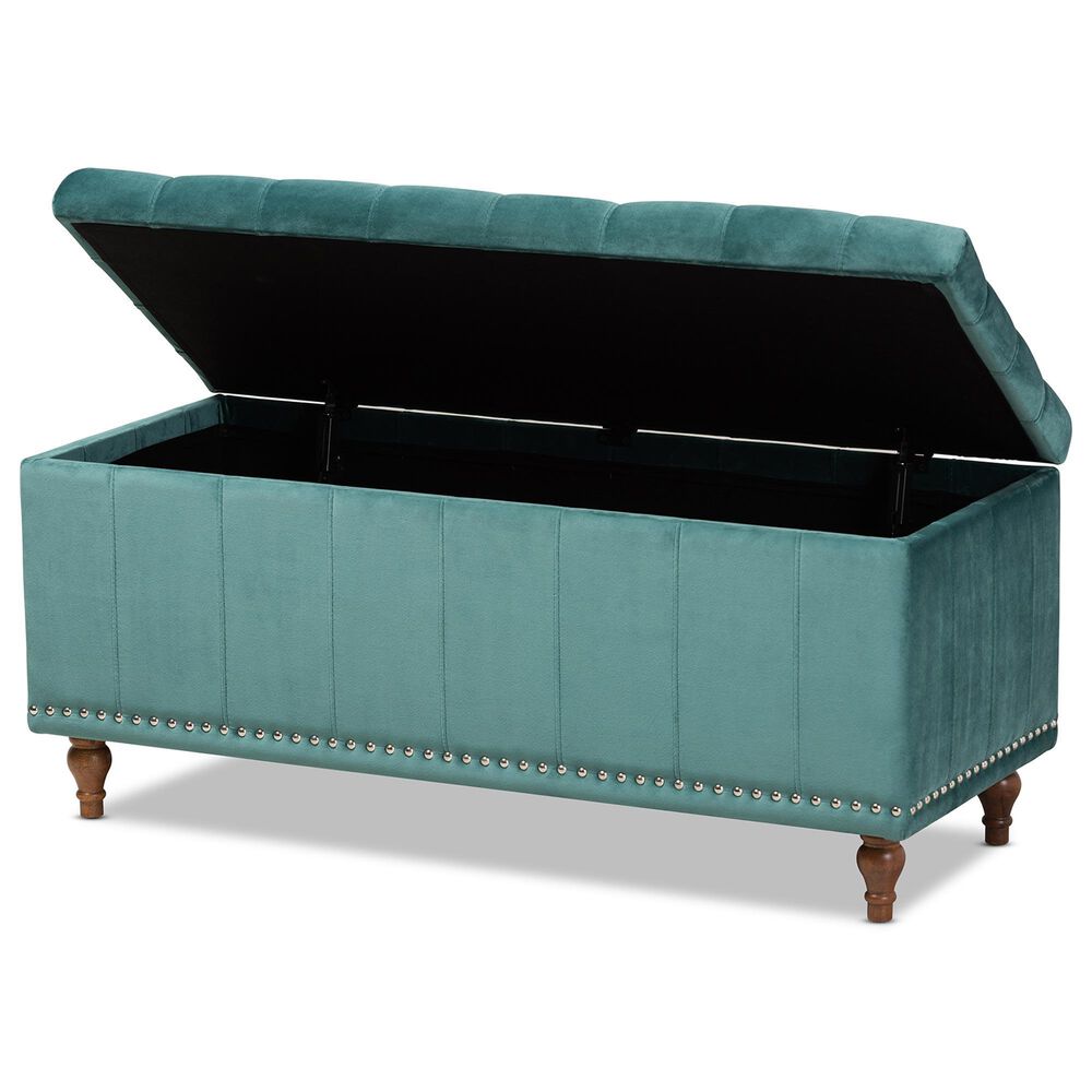 Baxton Studio Kaylee Storage Ottoman Bench in Teal Blue, , large
