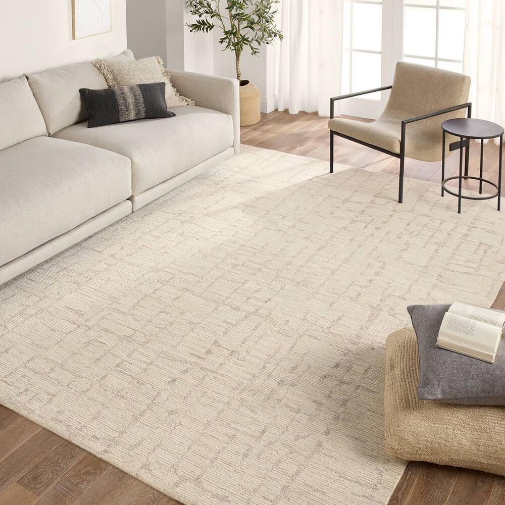 Jaipur Labyrinth Herculean 9&#39; x 12&#39; Feather Gray and Oyster Gray Area Rug, , large