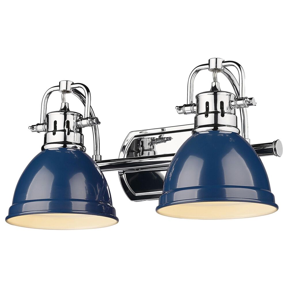 Golden Lighting Duncan 2-Light Bath Vanity with Navy Shades in Chrome, , large