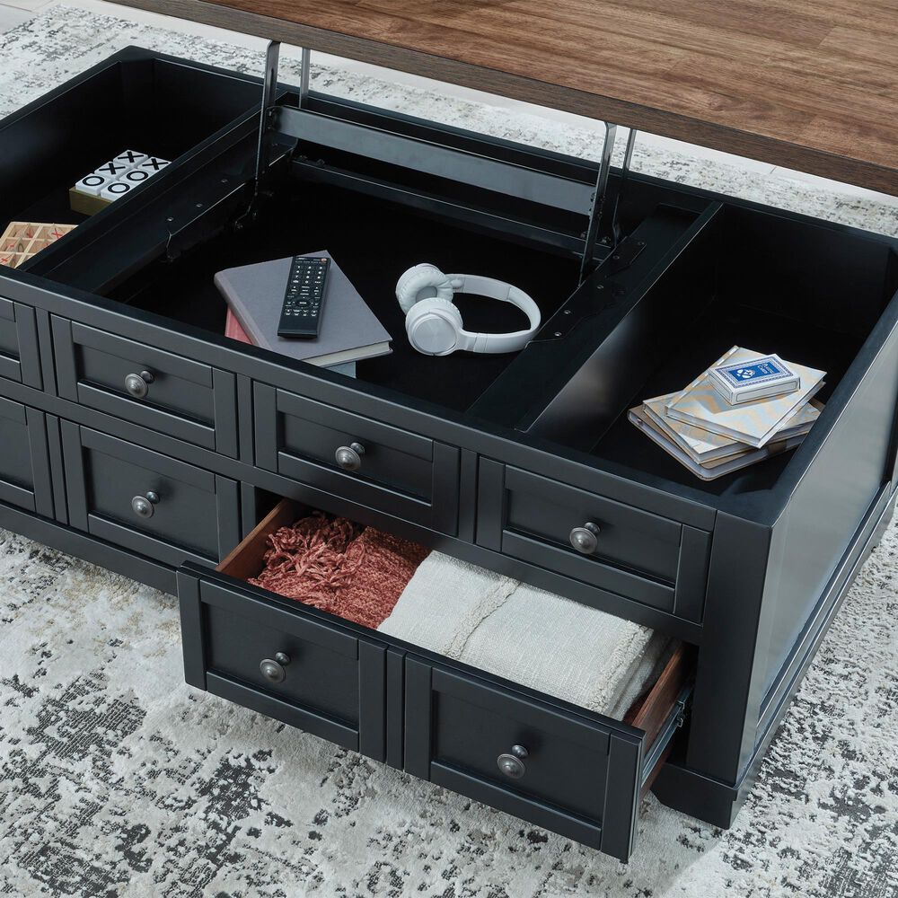 Ashley Wildenauer Lift Top Cocktail Table in Warm Satin Black and Brown, , large