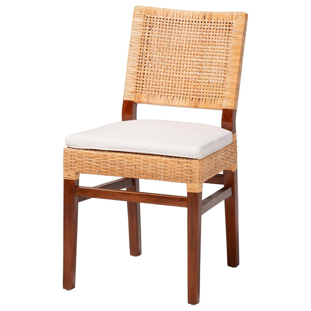 Baxton Studio Lesia Side Chair with Cushion in Light Honey and Walnut Brown, , large