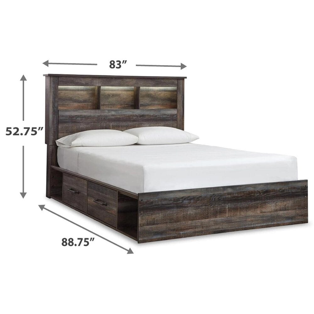Ashley Drystan Queen Bookcase Bed with 2 Storage Drawers in Multi, , large