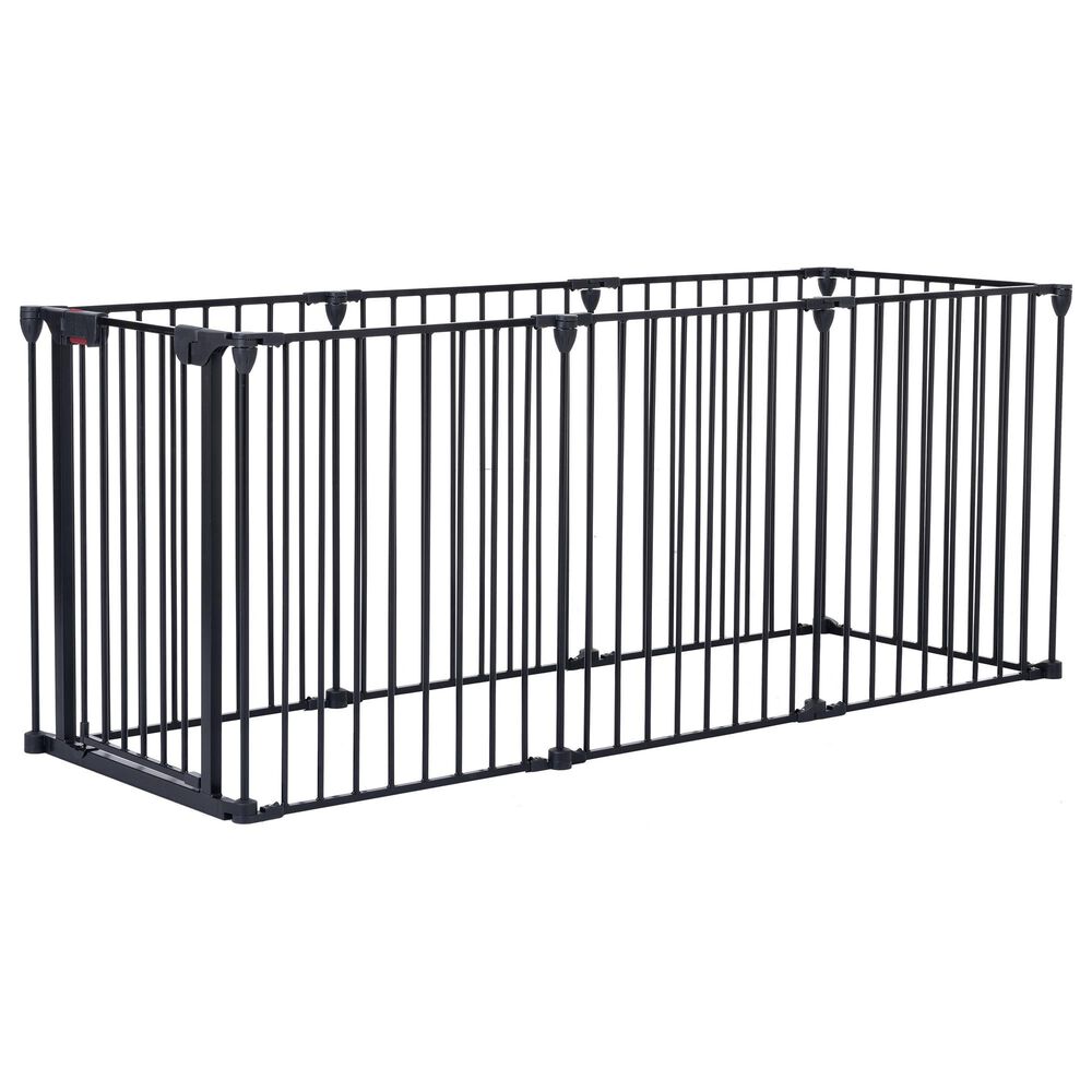 HOMLUX 8-Panel Adjustable Pet Gate in Black, , large