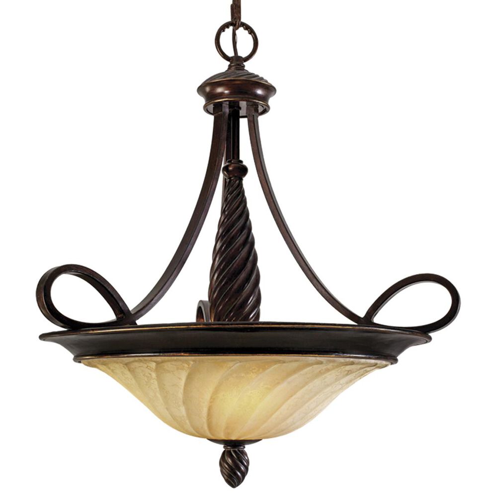 Golden Lighting Torbellino 3-Light Pendant in Cordoban Bronze with Remolino Glass, , large
