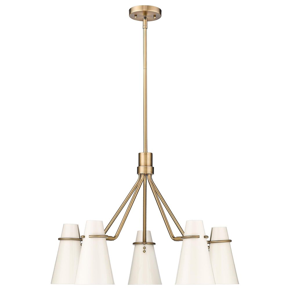 Golden Lighting Reeva 5-Light Chandelier with White Shade in Modern Brass, , large