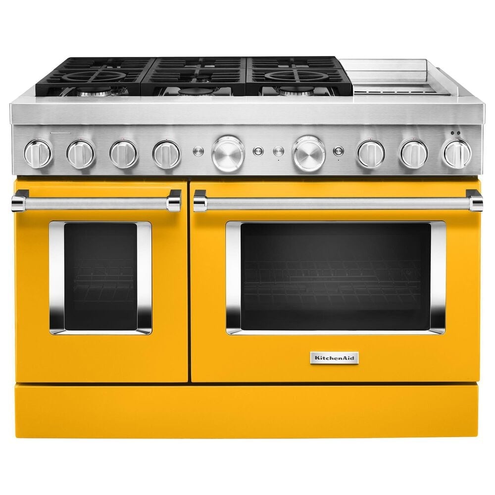 KitchenAid 6.3 Cu. Ft. Freestanding Double Oven Dual Fuel Range with True Convection in Yellow Pepper, , large