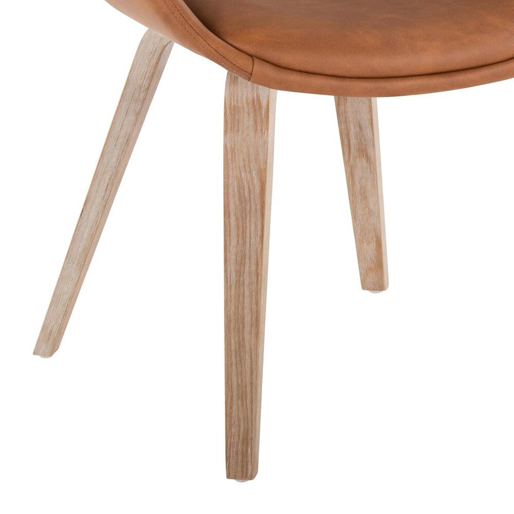 LumiSource Curvo Arm Chair with Camel Faux Leather Cushion in Whitewashed (Set of 2), , large