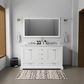Lexora Home Dukes 60" Double Bathroom Vanity in White with 2 cm White Quartz Top and Rectangular Sinks, , large