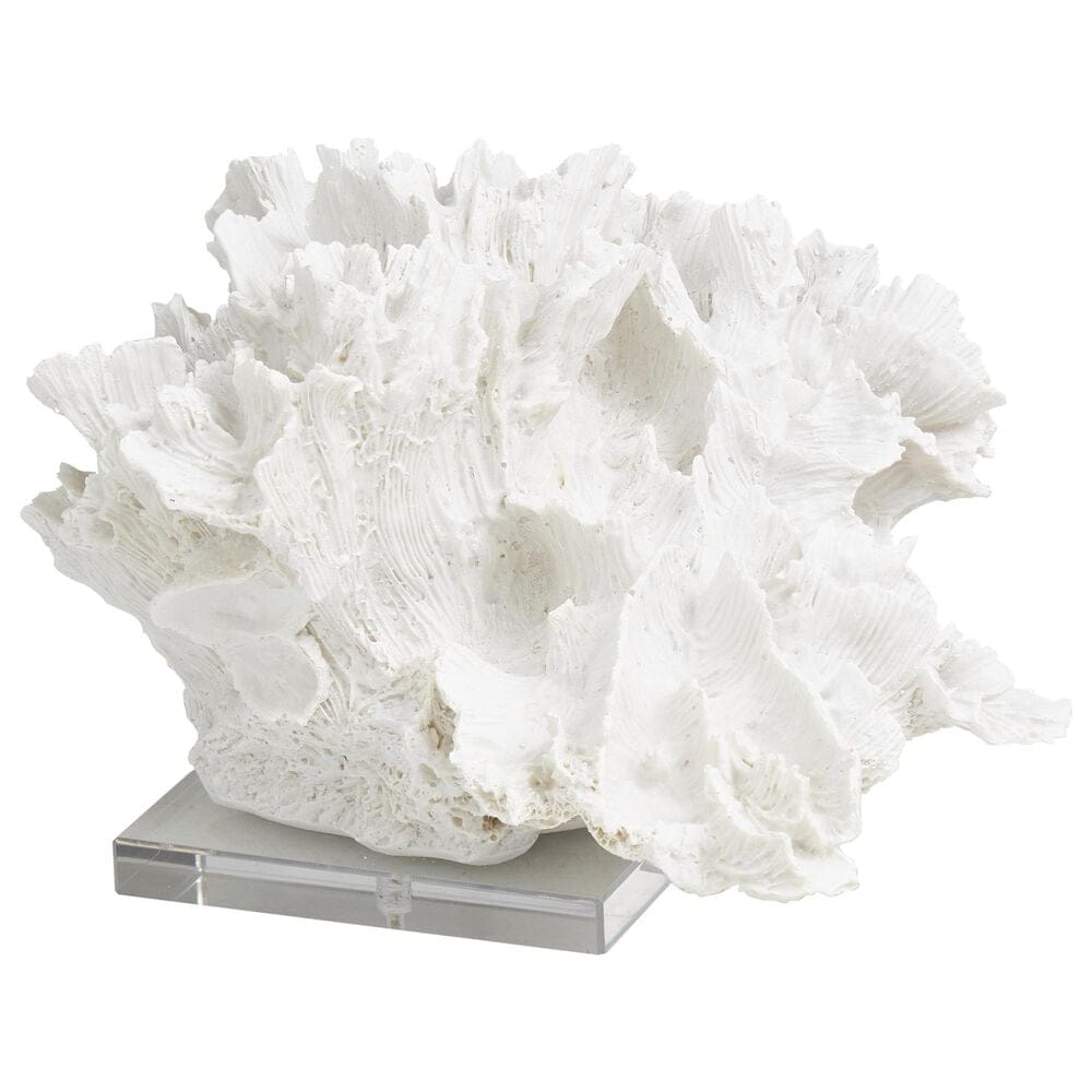 Maple and Jade Coral Decorative Sculpture in Textured White and Clear, , large