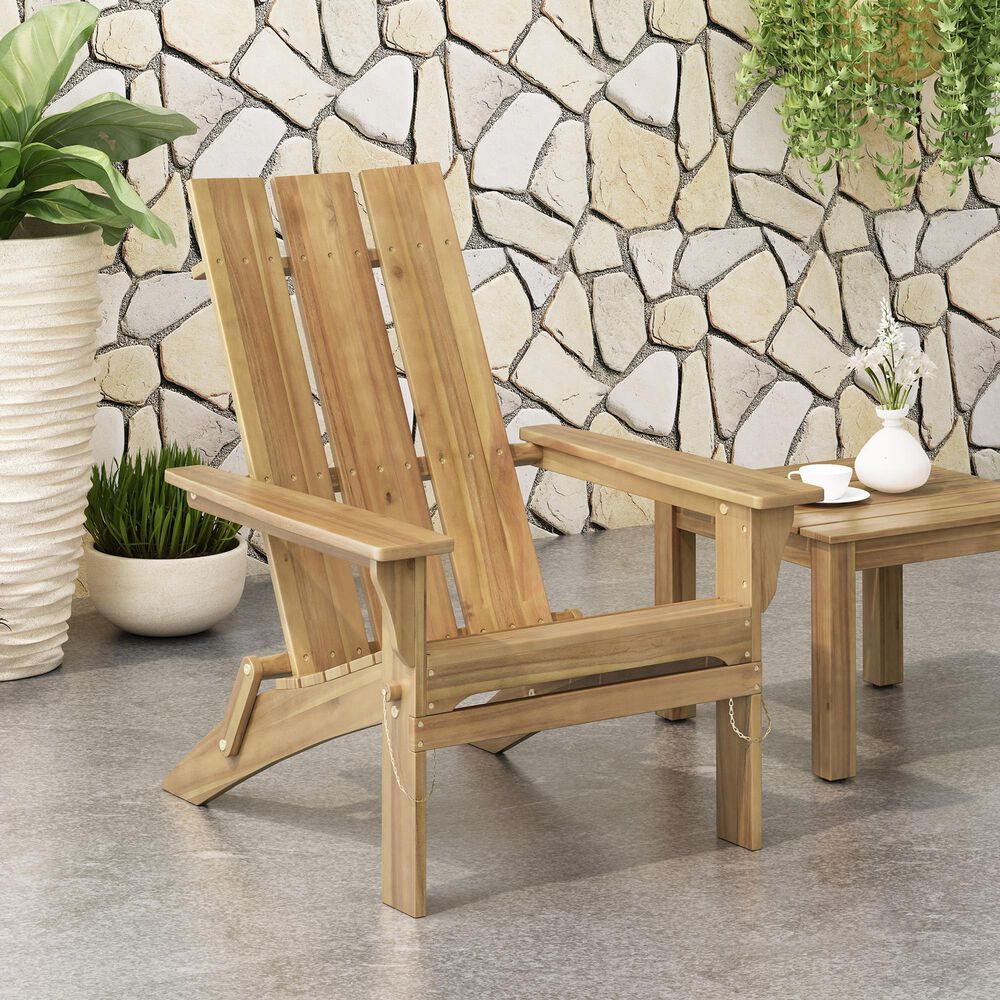 Hearth and Haven Zuma Outdoor Foldable Adirondack Chair in Natural, , large