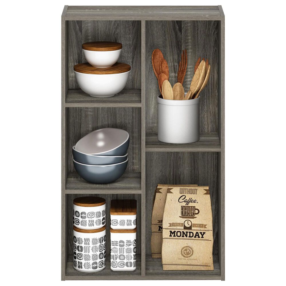 HOMLUX 5-Cube Open Shelf Storage Bookcase in French Oak, , large