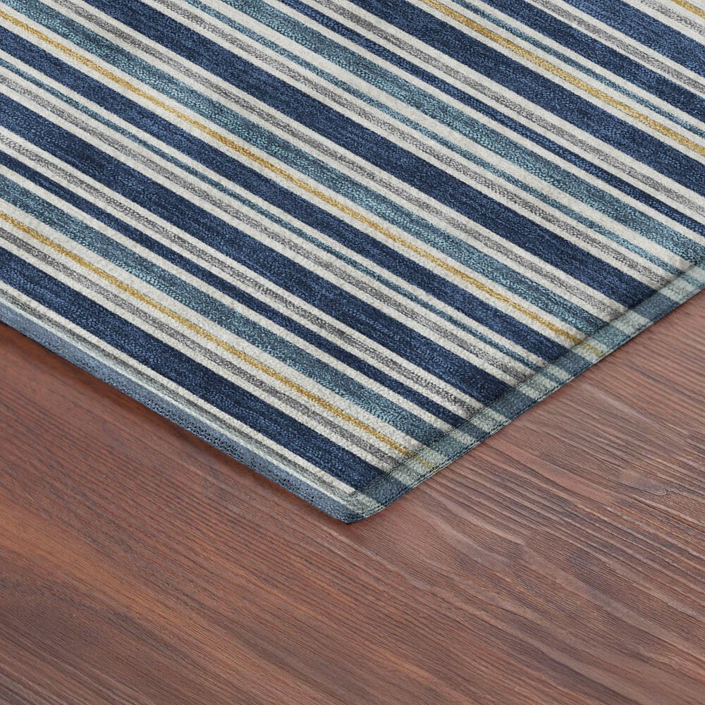 Dalyn Rug Company Soft Essentials Striped Navy 8' Round Indoor/Outdoor Area Rug, , large