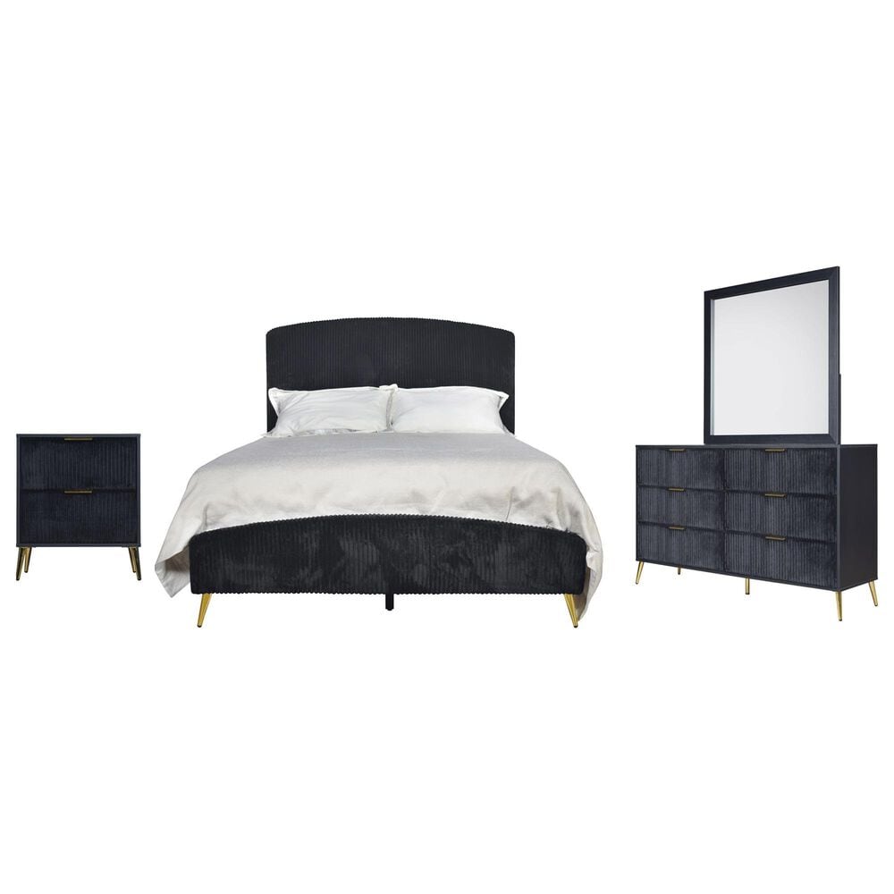 New Heritage Design Kailani 4-Piece Queen Bedroom Set in Black and Gold, , large