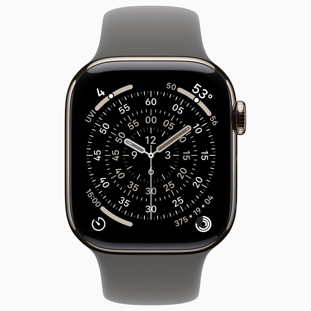 Apple Watch Series 11 &#40;GPS + Cellular&#41; 42mm Natural Titanium Case with Stone Gray Sport Band - M/L, , large