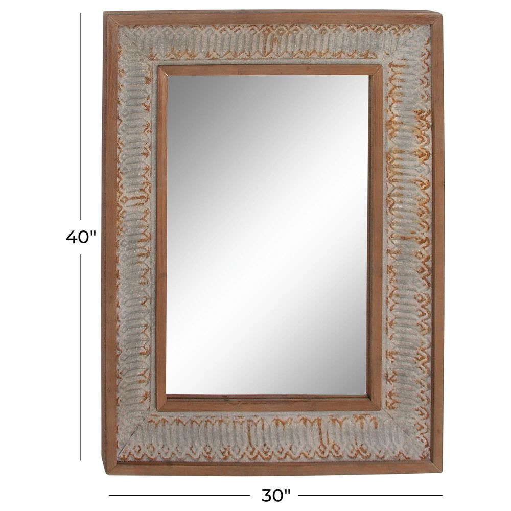 Maple and Jade 29&quot; x 39&quot; Wall Mirror in Distressed Grey and Brown, , large