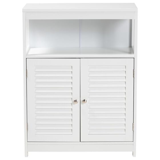 Baxton Studio Rivera 2-Door Bathroom Storage Cabinet in White and Silver