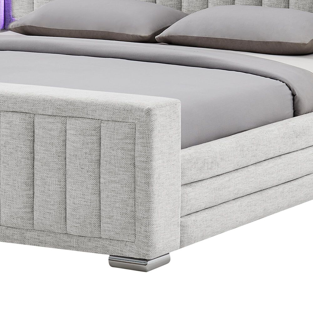 Modern Market Elias King Upholstered Bed with Speakers and LED Lighting, , large