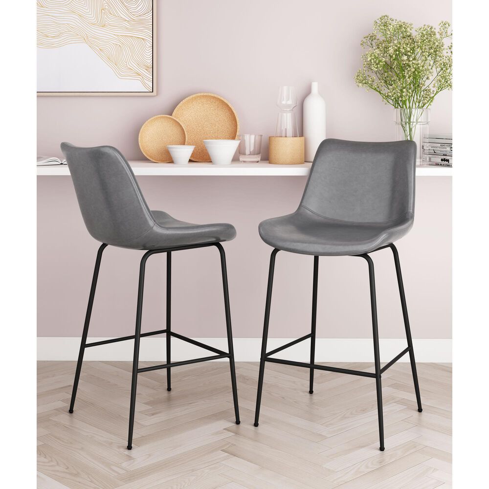 Zuo Modern Byron Counter Chair in Gray/Black, , large