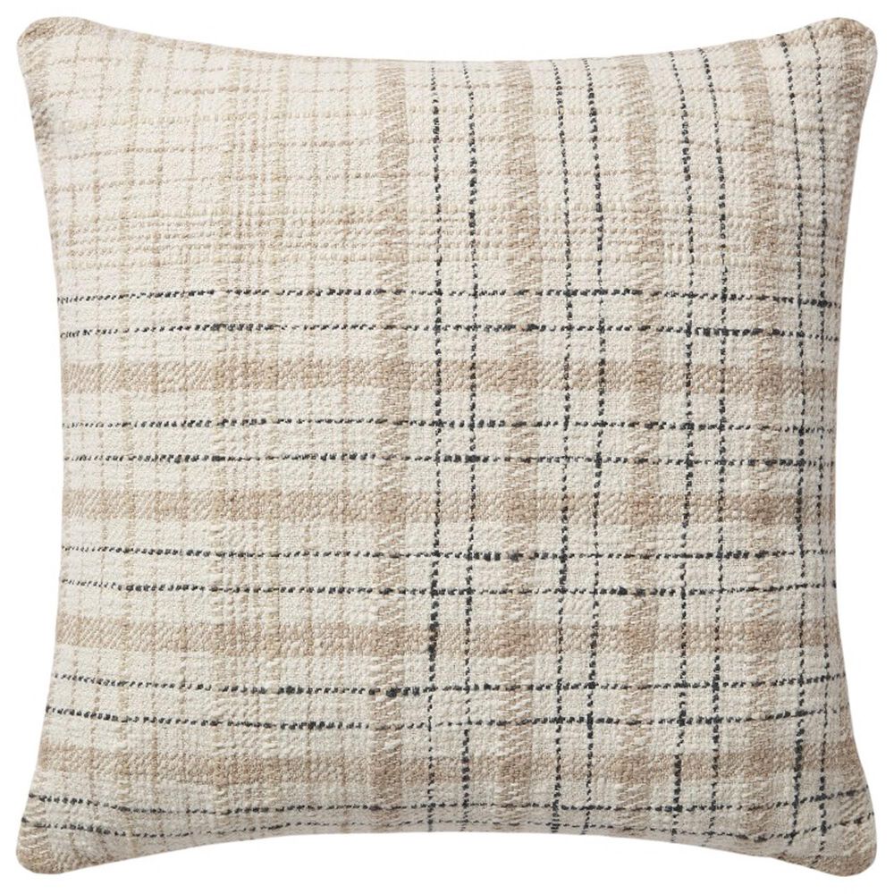 Loloi Cricket 22" Square Throw Pillow in Beige and Black, , large