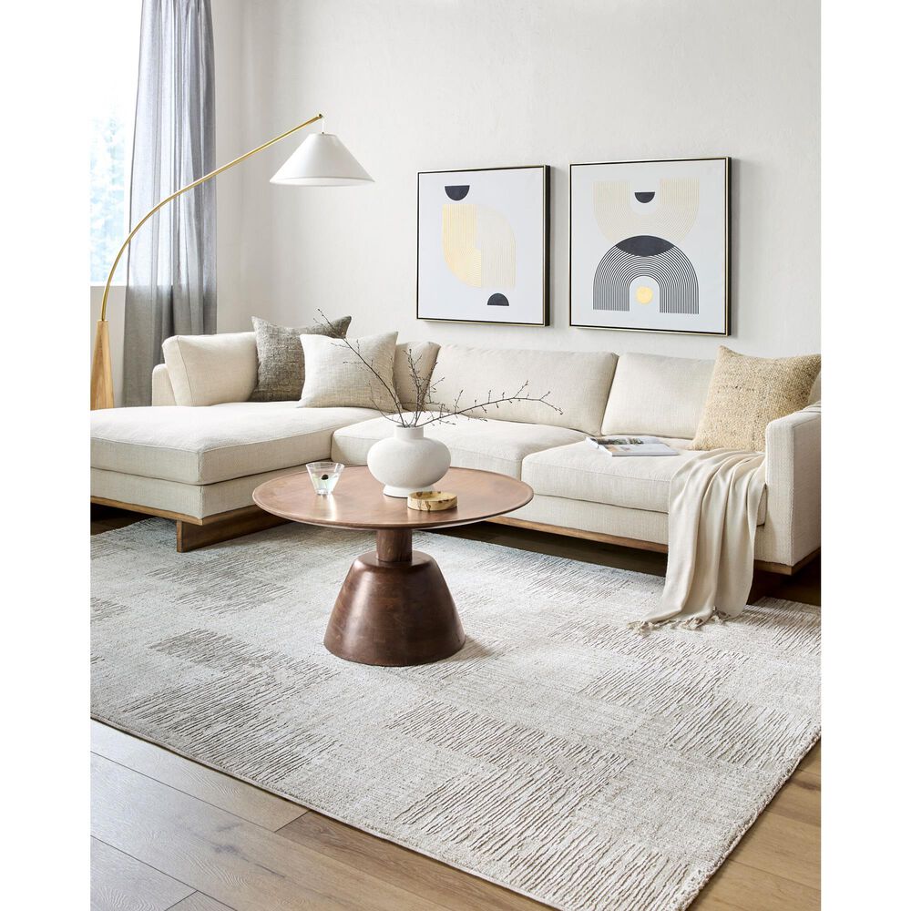 Surya Masterpiece Light Gray, Medium Gray and Cream 5&#39; x 7&#39;5&quot; Area Rug, , large