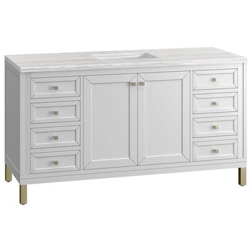 James Martin Chicago 60" Single Bathroom Vanity Cabinet Only in Glossy White, , large