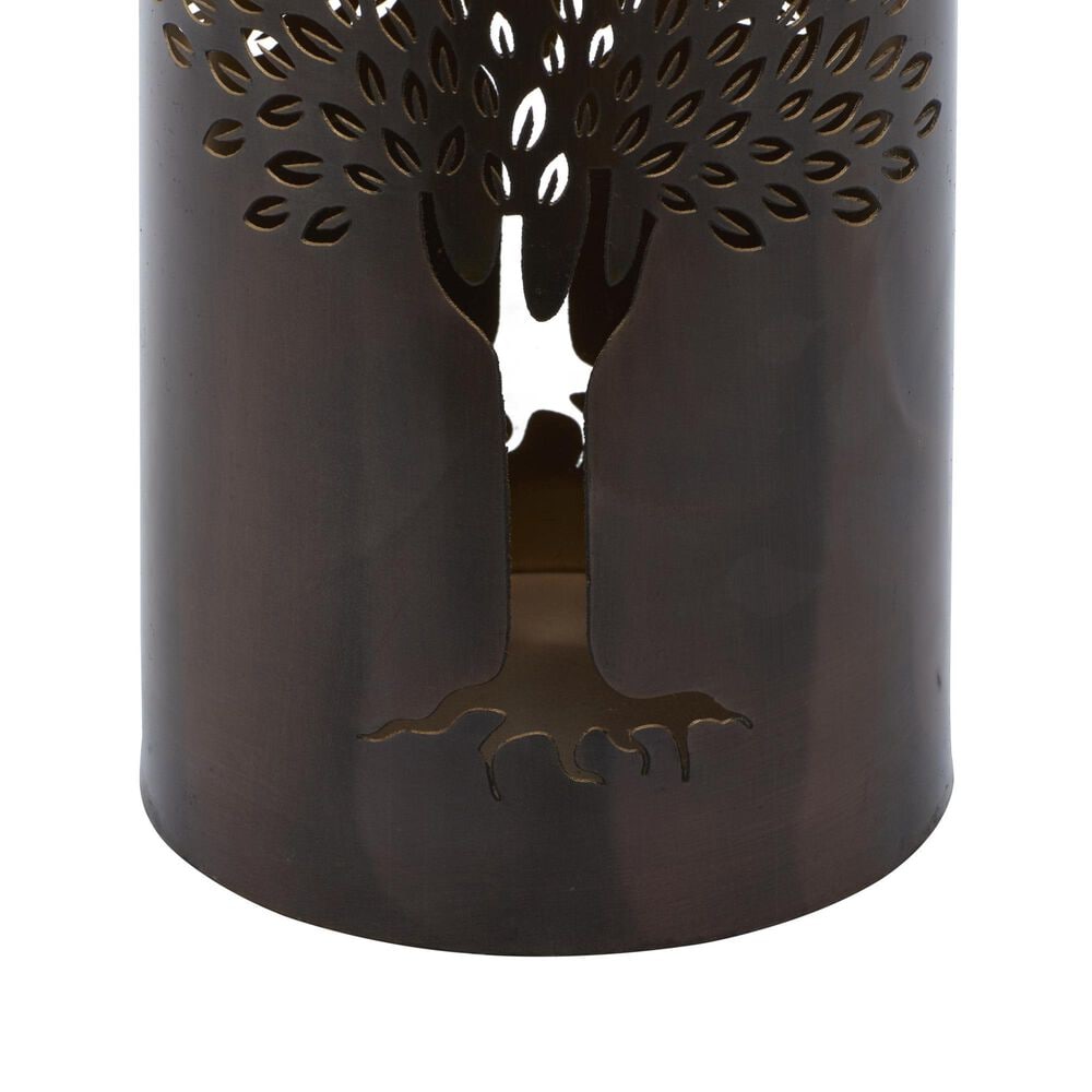 Maple and Jade Tree Cutout Decorative Indoor/Outdoor Candle Lantern in Brushed Copper &#40;Set of 3&#41;, , large