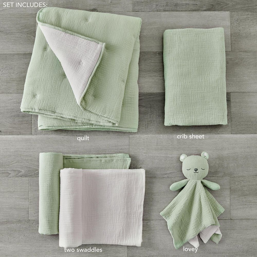 Levtex Cloud Muslin 5-Piece Bedding Set in Sage and White, , large