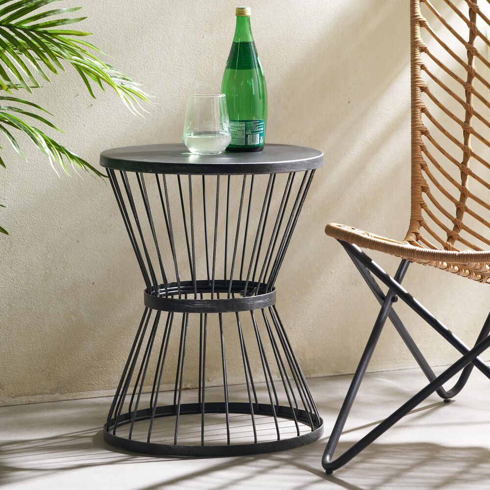 Hearth and Haven Lassen Patio Side Table in Black, , large
