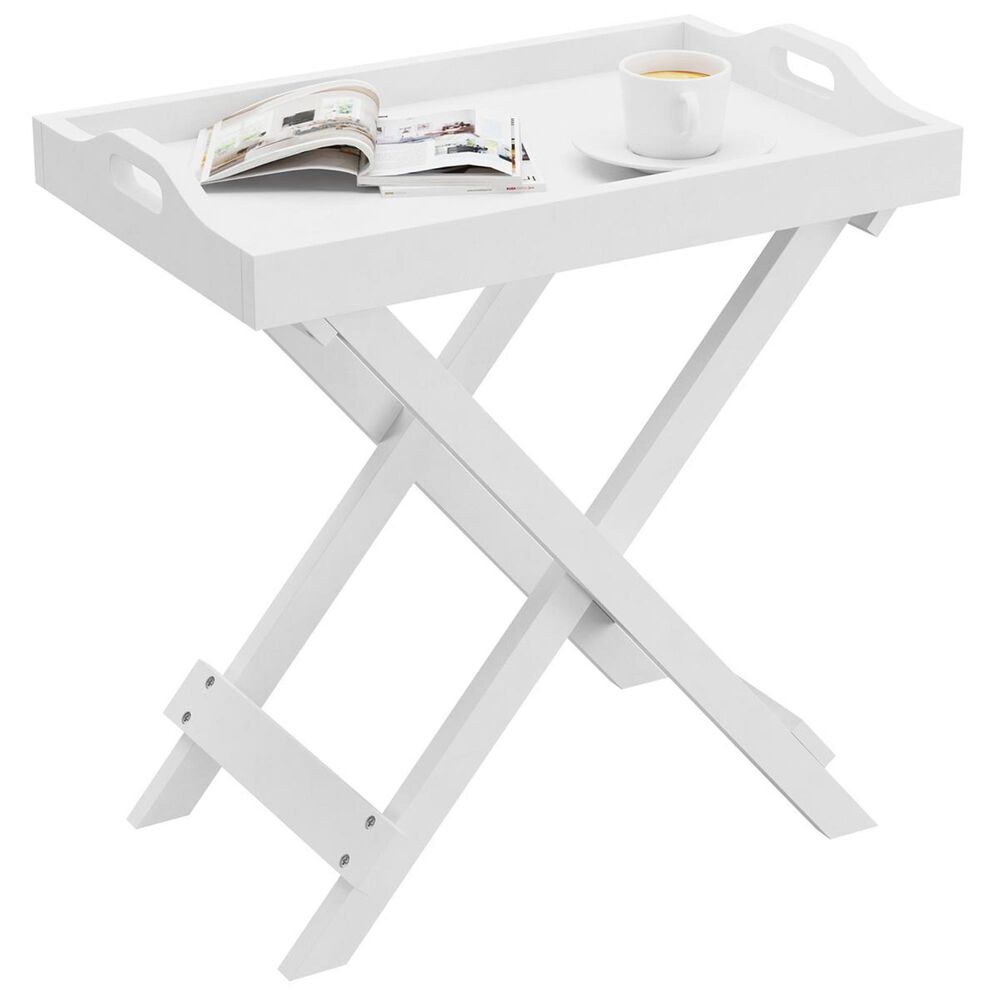 Timberlake Lavish Home Folding End Table in White, , large