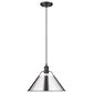 Golden Lighting Orwell 1-Light Wide Large Pendant with Chrome Shade in Matte Black, , large