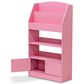 HOMLUX 4-Tier Space Saving Bookshelf with Storage Cabinet and Door in Pink, , large