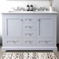 Lexora Home Dukes 48" Double Bathroom Vanity in Dark Grey with 2 cm White Carrara Marble Top and Rectangular Sinks, , large