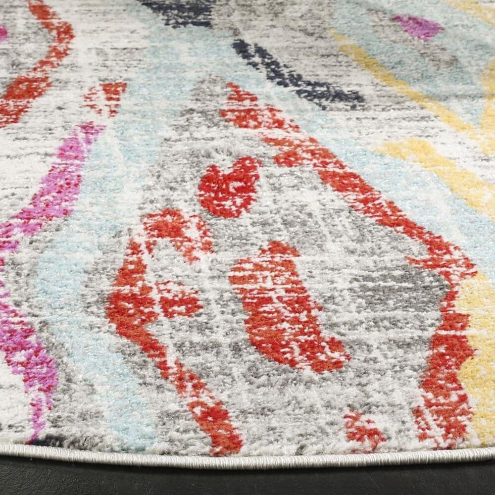 Safavieh Adirondack ADR209F 6&#39; Round Light Grey and Red Area Rug, , large