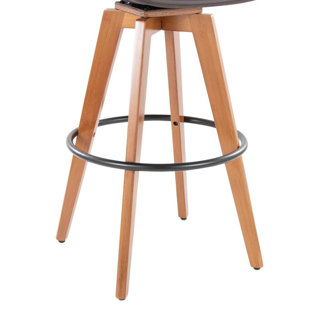 Lumisource Cosmo Swivel Barstool with Brown Cushion in Walnut and Black, , large