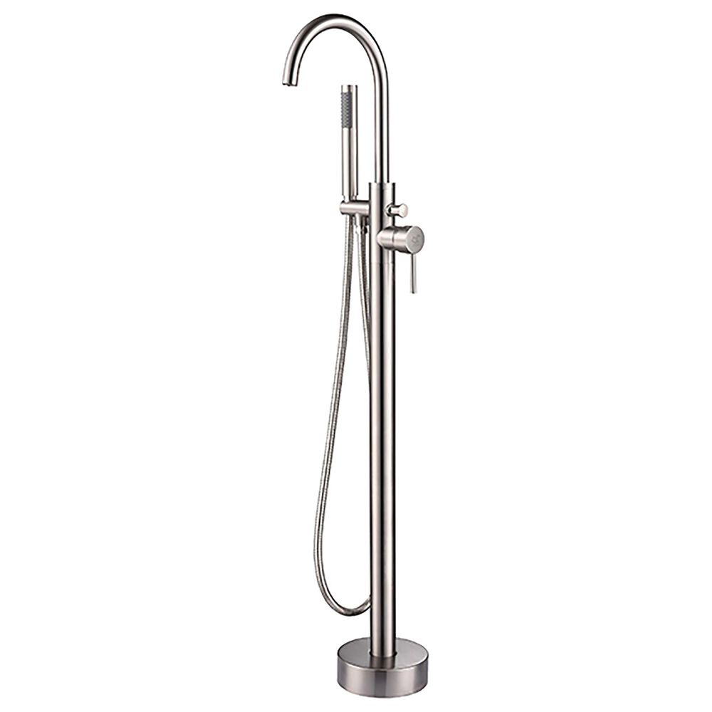 Lexora Home Lago Free Standing Bathtub Faucet with Handheld Showerwand in Brushed Nickel, , large