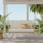 HOMLUX Patio Woven Rope Swing Sofa with White Steel in Beige, , large