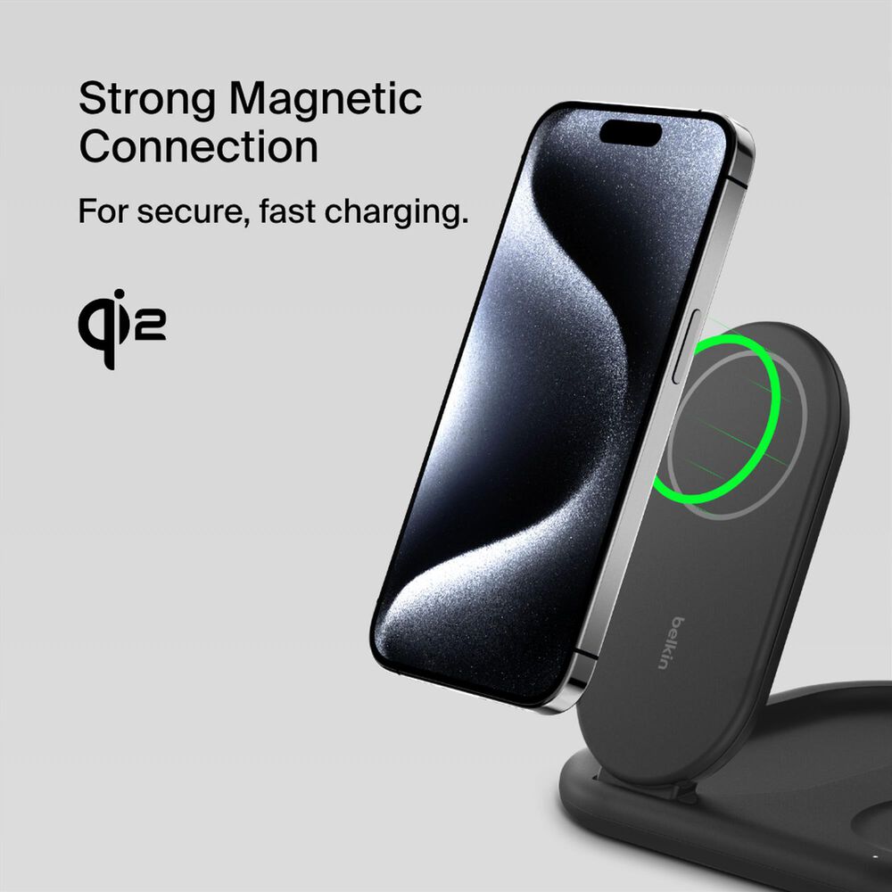 Belkin BoostCharge 3-in-1 Magnetic Foldable Wireless Charger in Black, , large