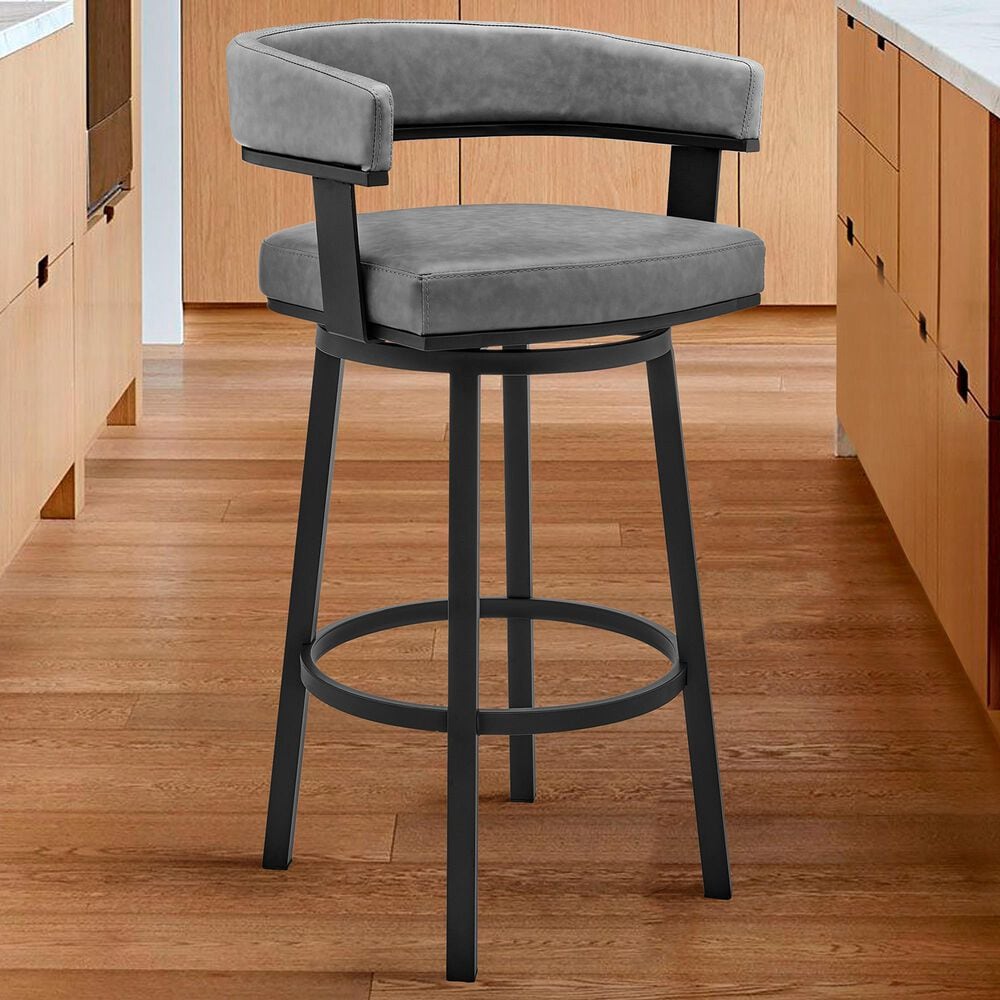 Armen Living Cohen 26&quot; Swivel Counter Stool in Gray, , large