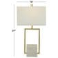 Maple and Jade 27" Metal and Marble Geometric Table Lamp with Linen Shade in Gold, White and Gray, , large