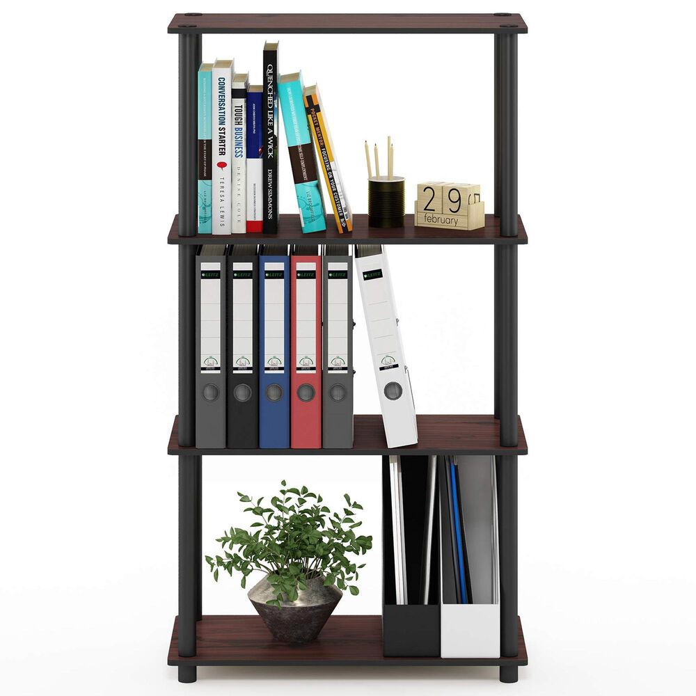 HOMLUX Turn-N-Tube 4-Tier Multipurpose Shelf Display Rack in Dark Cherry and Black, , large