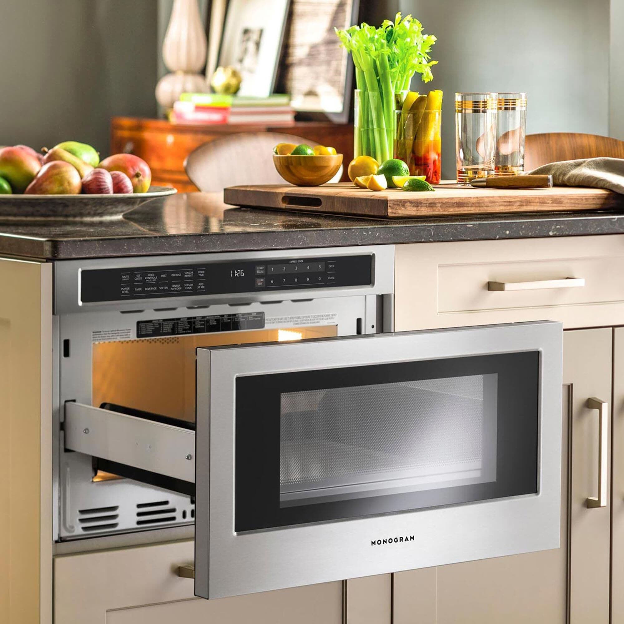 Monogram 1.2 Cu. Ft. Drawer Microwave in Stainless Steel NFM