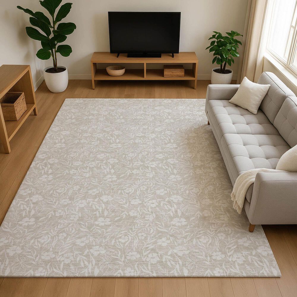 Dalyn Rug Company Soft Essentials Floral Beige 5' x 7'6" Indoor/Outdoor Area Rug, , large